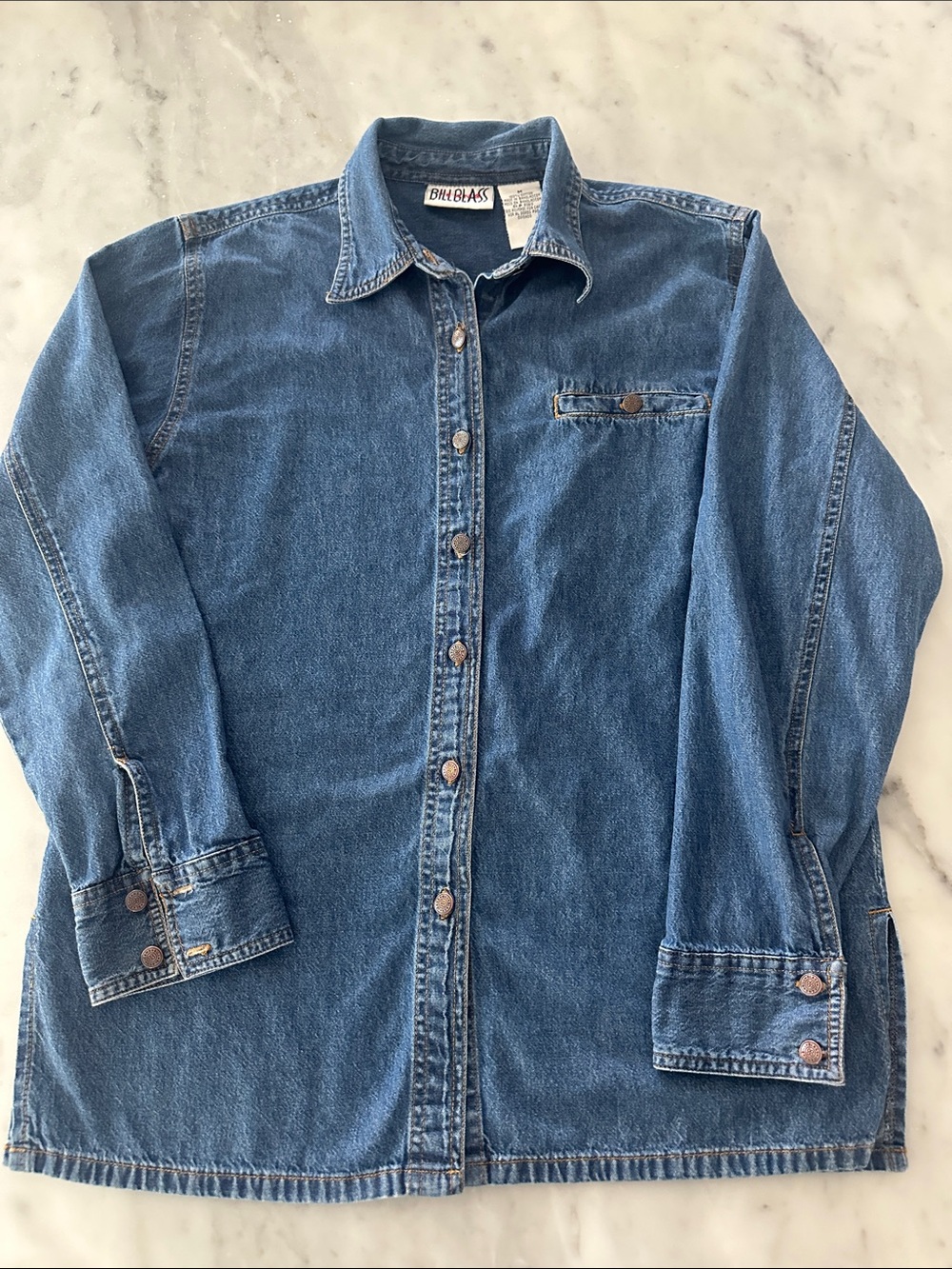 Bill Blass Y2K vintage Blue Denim Button-Front Shirt